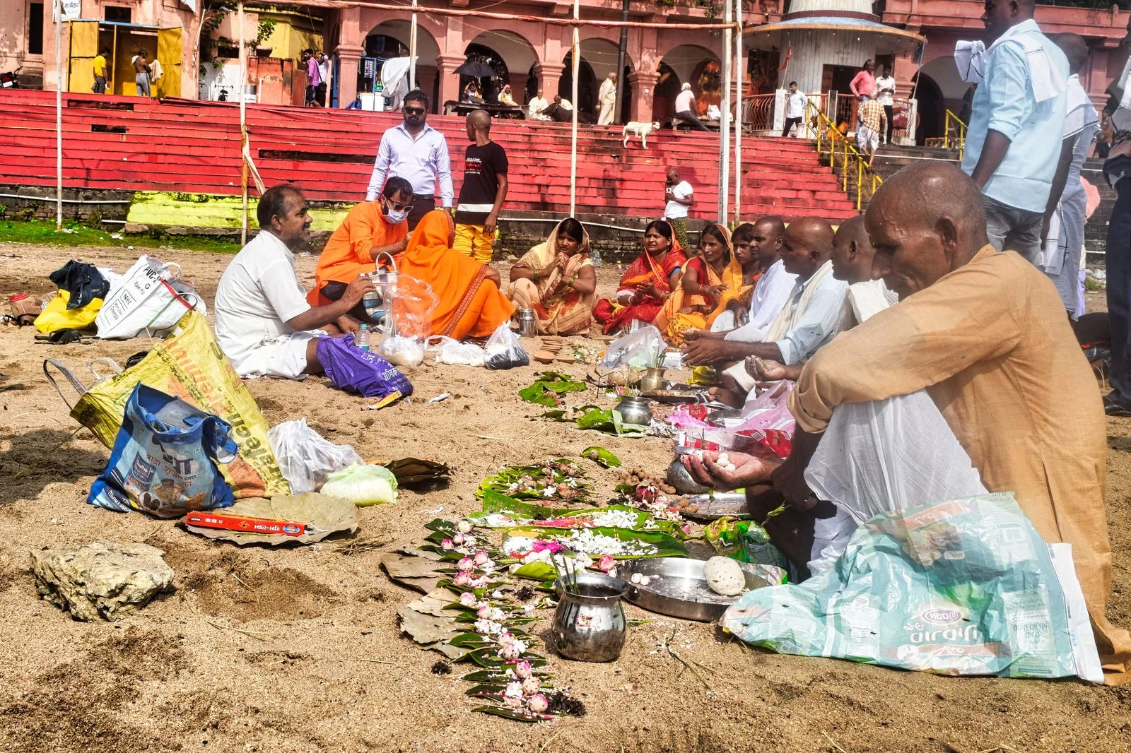 A Pind Daan ceremony beside the Falgu River in Gaya