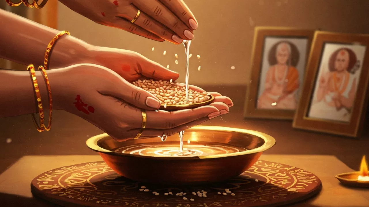 image of a lady doing ritual - Planning Pitrupaksha rituals