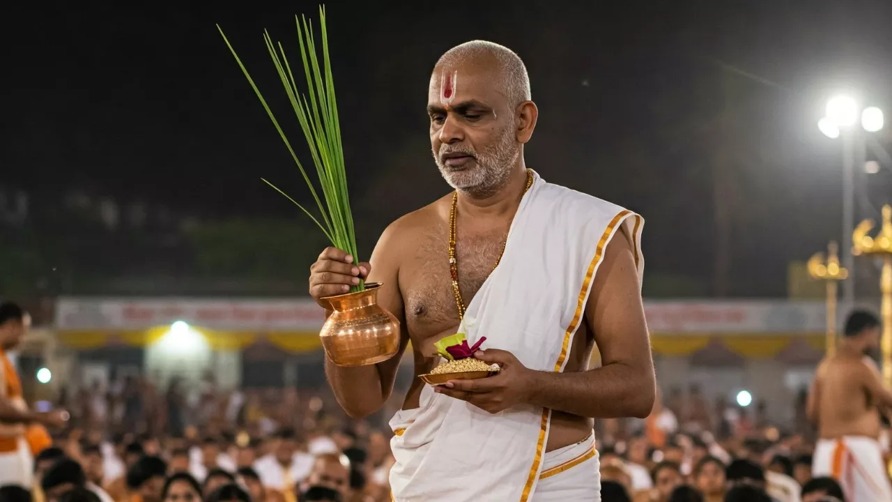 image of a man doing shradh for their ancestors