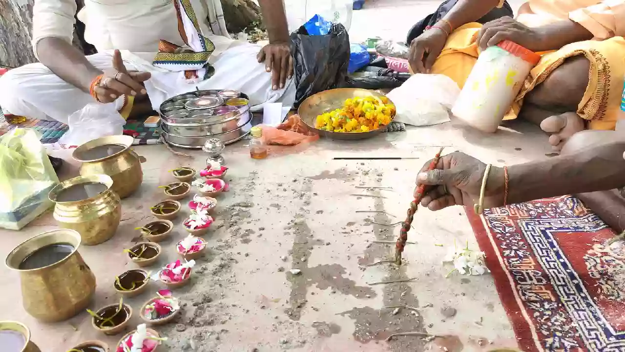 Photo of a Person performing shradh karm-Ancestor Rituals Explained