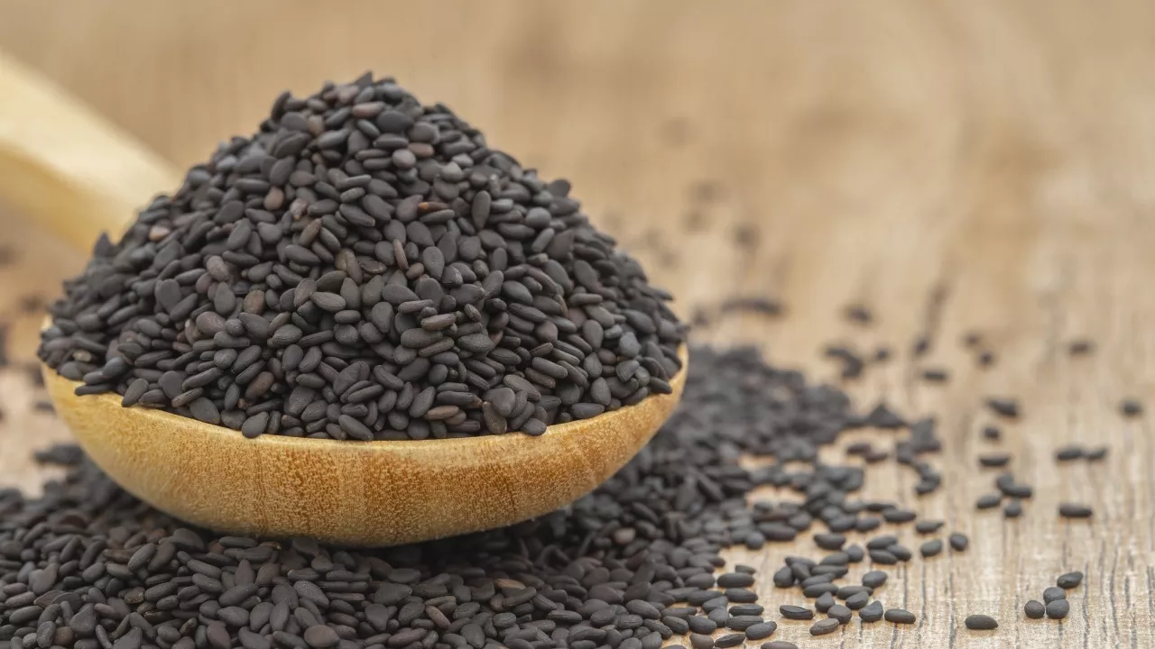 Image of a black sessme seed 