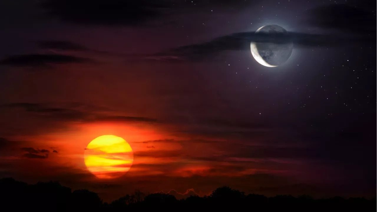 Picture of a sun and moon both in one frame - regional Pitrupaksha dates